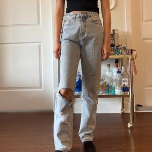 Women's Light Blue Distressed Jeans